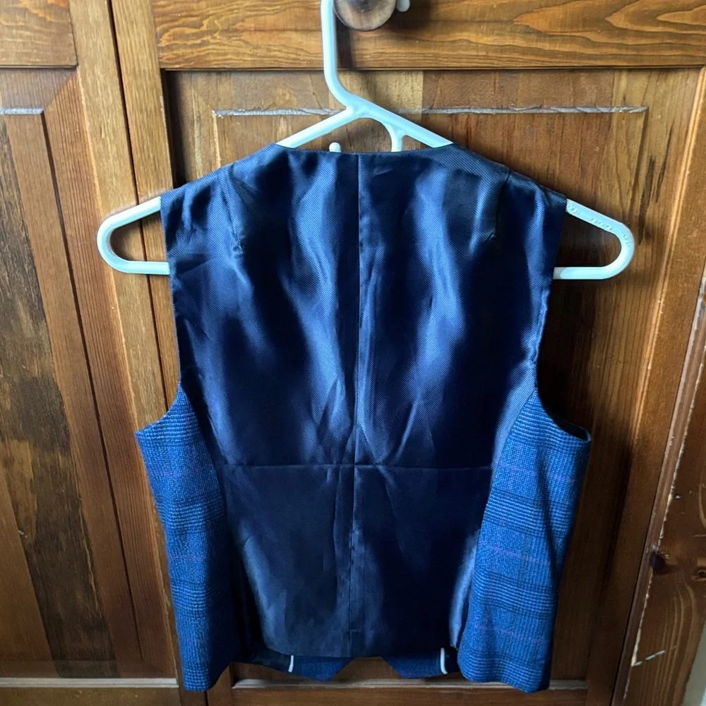 Banana Republic Navy Blue Plaid Tailored Waistcoat
